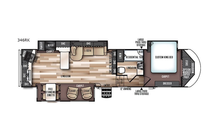 Representative floor plan provided by a trusted RVshare partner.