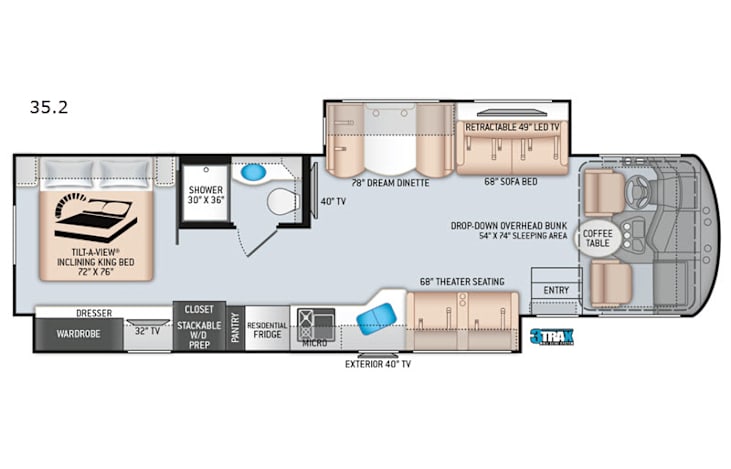 Representative floor plan provided by a trusted RVshare partner.