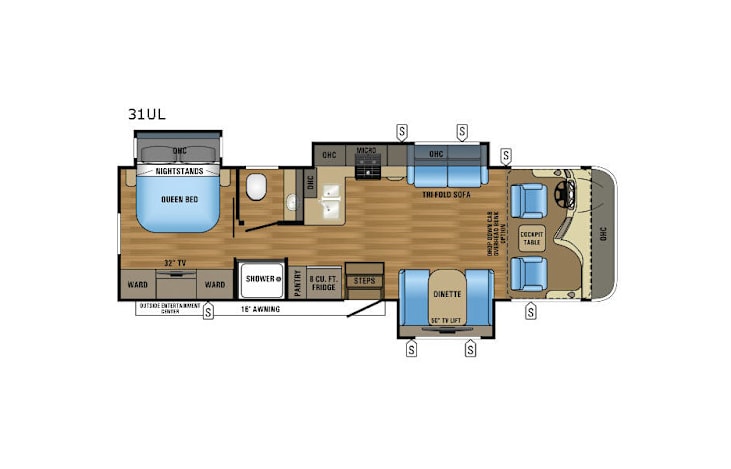 Representative floor plan provided by a trusted RVshare partner.