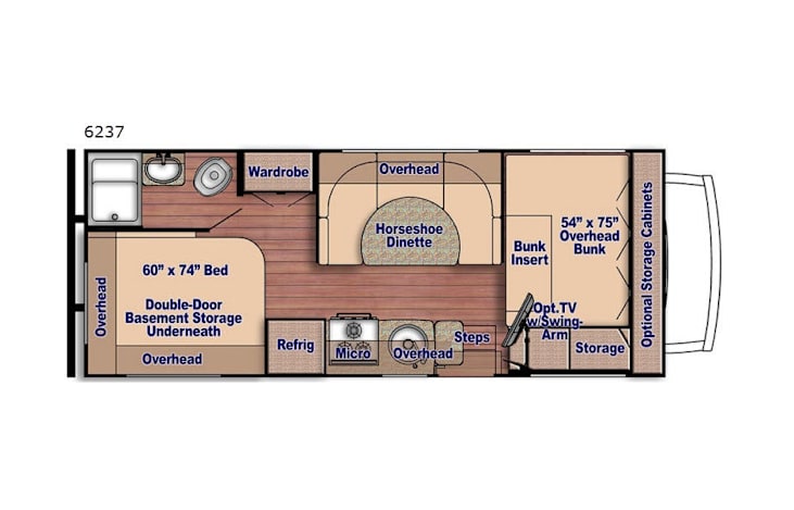 Representative floor plan provided by a trusted RVshare partner.
