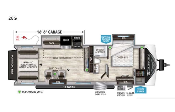 Representative floor plan provided by a trusted RVshare partner.