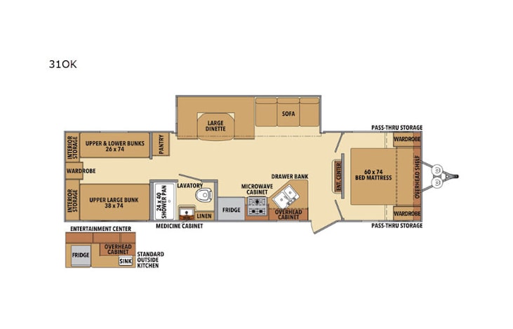 Representative floor plan provided by a trusted RVshare partner.
