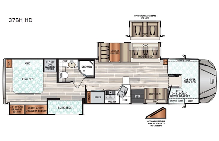 Representative floor plan provided by a trusted RVshare partner.