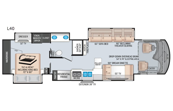 Representative floor plan provided by a trusted RVshare partner.