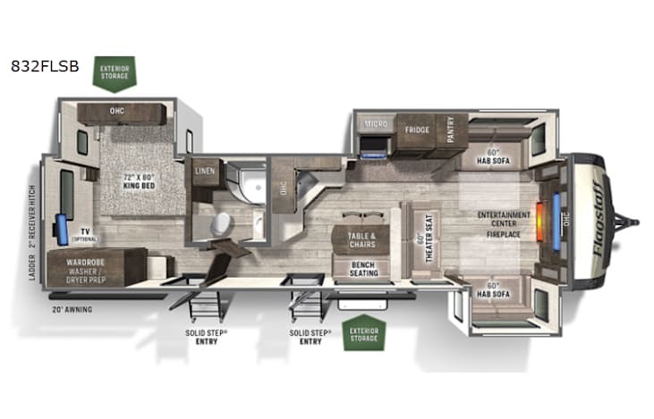 Representative floor plan provided by a trusted RVshare partner.