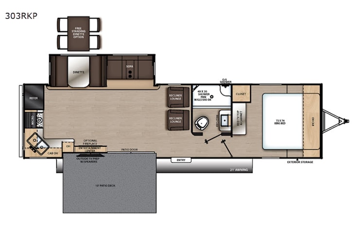 Representative floor plan provided by a trusted RVshare partner.