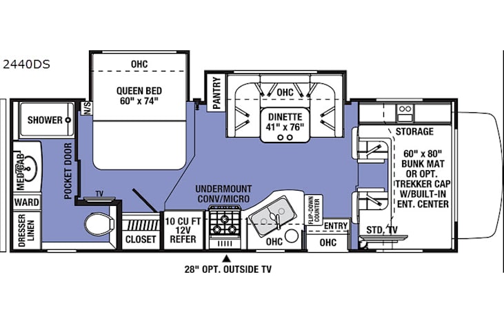 Representative floor plan provided by a trusted RVshare partner.
