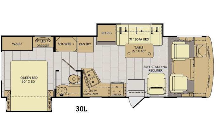 Representative floor plan provided by a trusted RVshare partner.