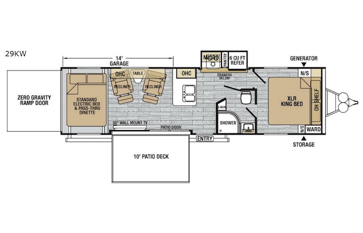 Representative floor plan provided by a trusted RVshare partner.