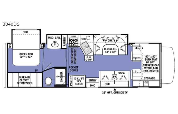 Representative floor plan provided by a trusted RVshare partner.