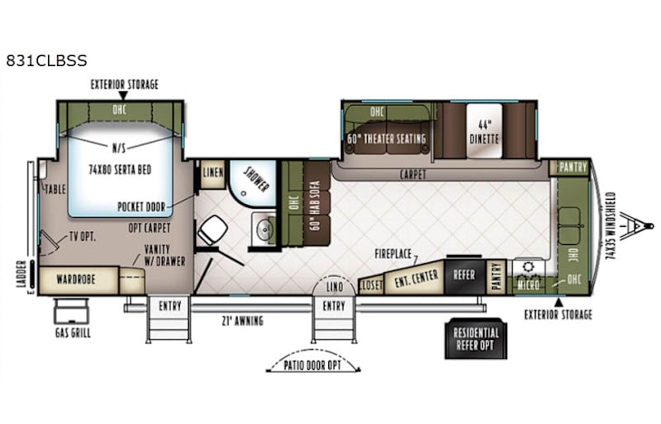 Representative floor plan provided by a trusted RVshare partner.