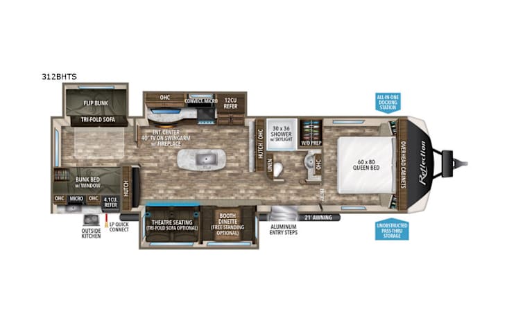 Representative floor plan provided by a trusted RVshare partner.