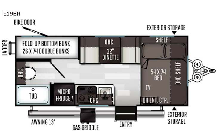 Representative floor plan provided by a trusted RVshare partner.