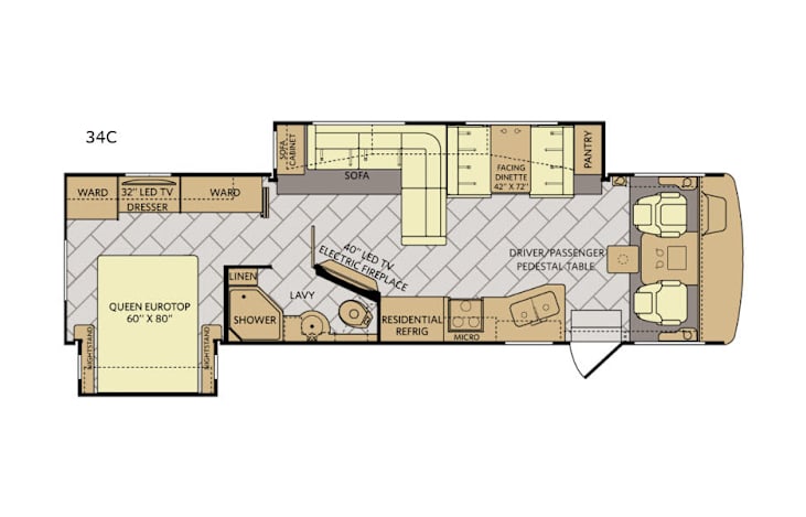 Representative floor plan provided by a trusted RVshare partner.