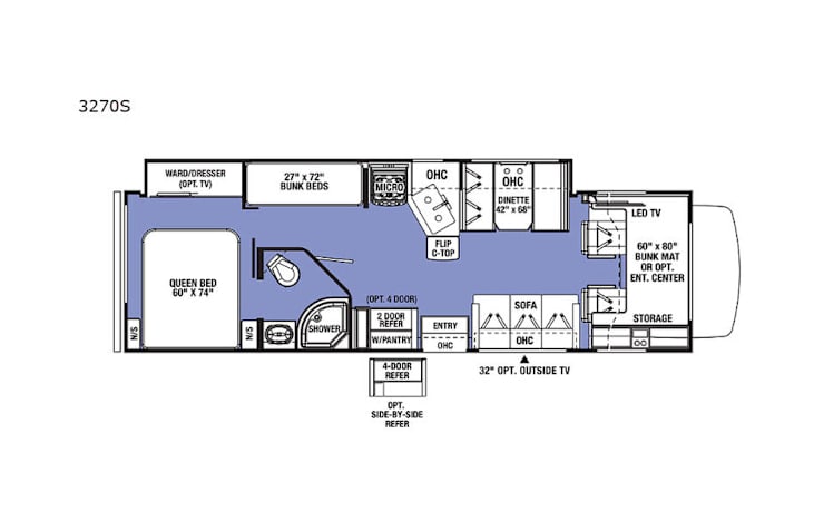 Representative floor plan provided by a trusted RVshare partner.