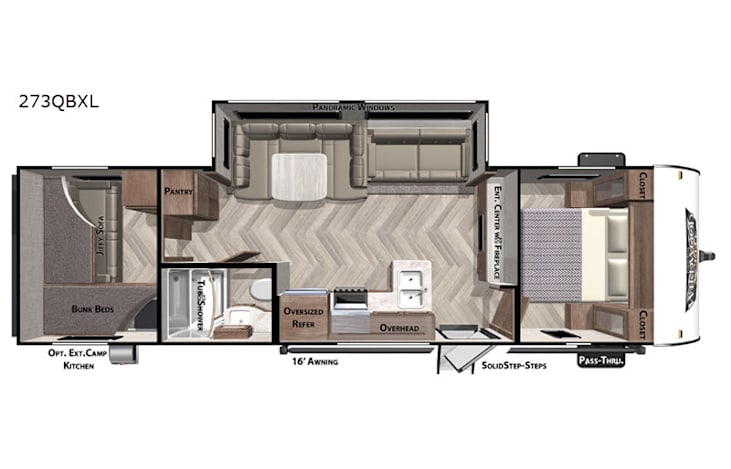 Representative floor plan provided by a trusted RVshare partner.