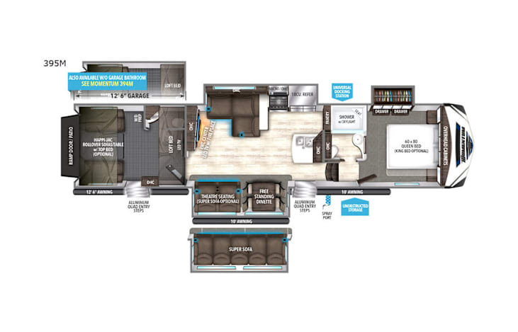 Representative floor plan provided by a trusted RVshare partner.
