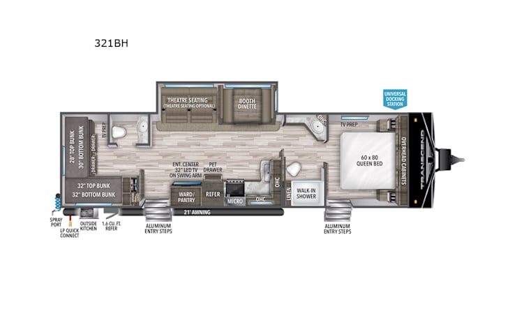 Representative floor plan provided by a trusted RVshare partner.