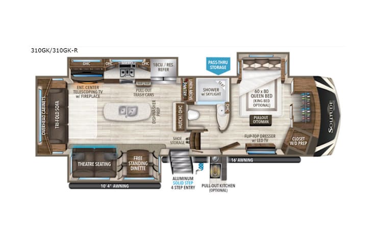 Representative floor plan provided by a trusted RVshare partner.