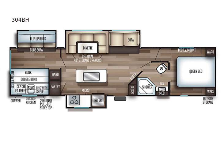 Representative floor plan provided by a trusted RVshare partner.