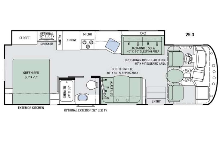 Representative floor plan provided by a trusted RVshare partner.