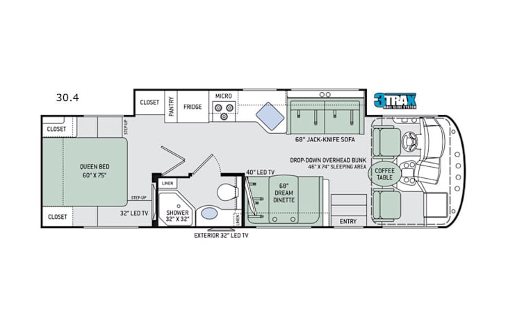 Representative floor plan provided by a trusted RVshare partner.