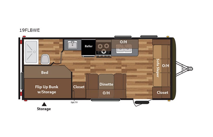 Representative floor plan provided by a trusted RVshare partner.