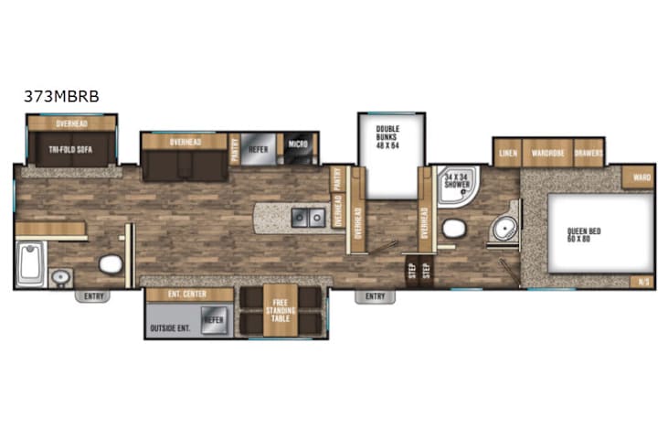 Representative floor plan provided by a trusted RVshare partner.