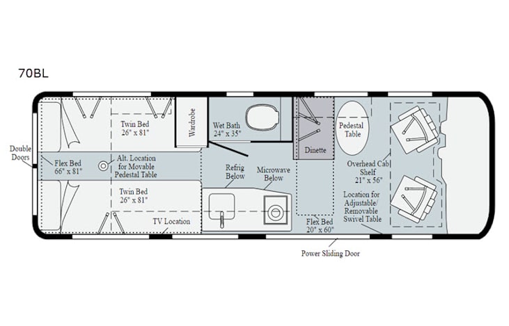 Representative floor plan provided by a trusted RVshare partner.