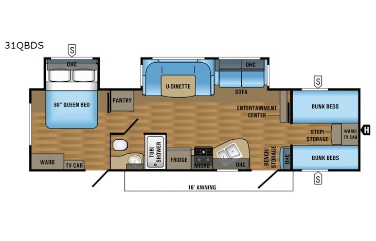 Representative floor plan provided by a trusted RVshare partner.