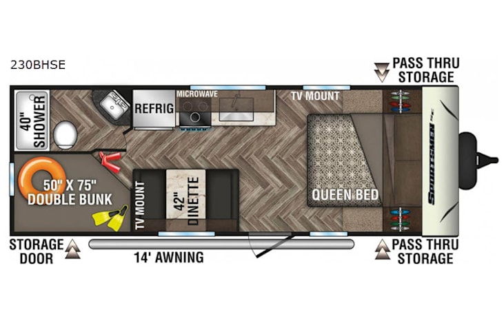 Representative floor plan provided by a trusted RVshare partner.