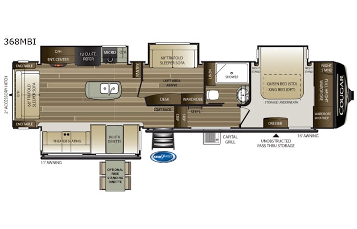 Representative floor plan provided by a trusted RVshare partner.