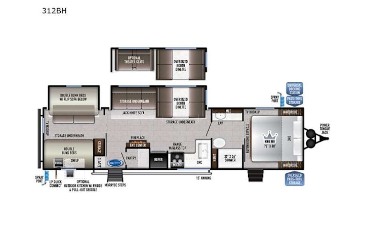 Representative floor plan provided by a trusted RVshare partner.