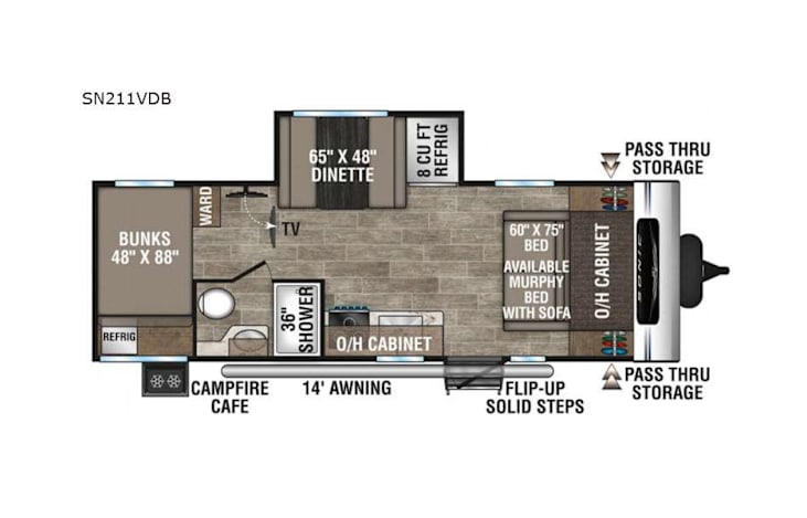 Representative floor plan provided by a trusted RVshare partner.