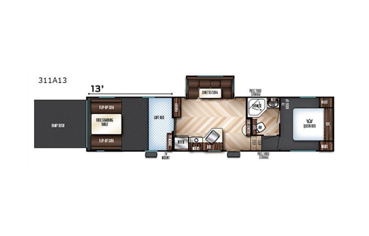 Representative floor plan provided by a trusted RVshare partner.