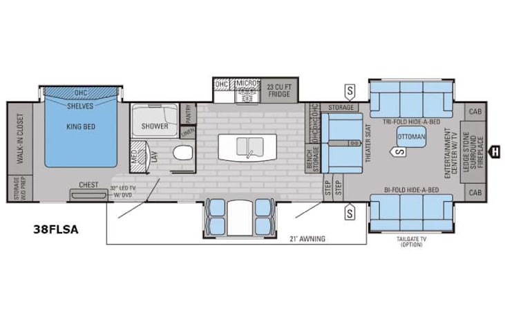 Representative floor plan provided by a trusted RVshare partner.