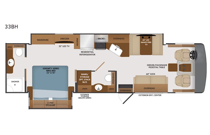Representative floor plan provided by a trusted RVshare partner.