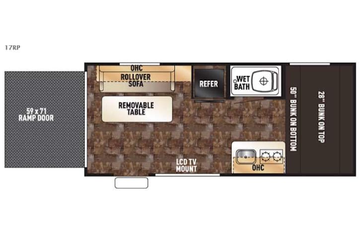 Representative floor plan provided by a trusted RVshare partner.