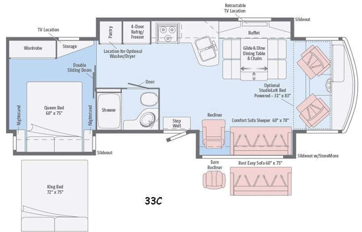 Representative floor plan provided by a trusted RVshare partner.