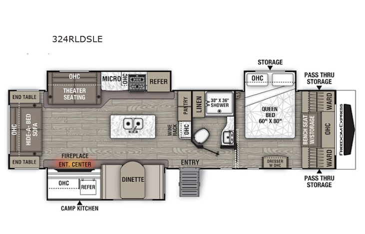 Representative floor plan provided by a trusted RVshare partner.