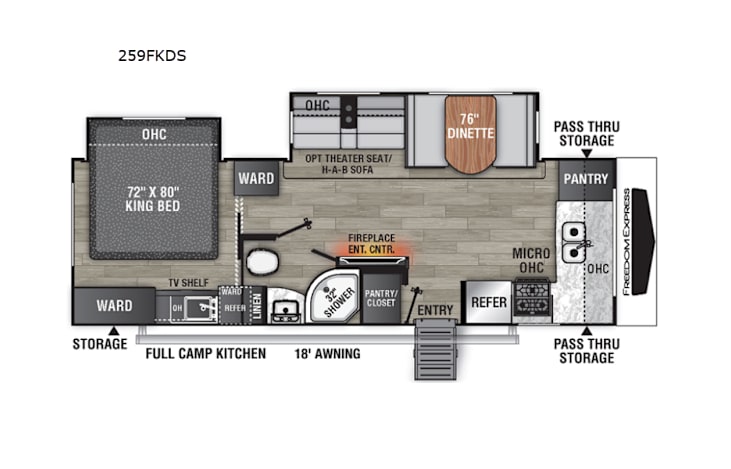 Representative floor plan provided by a trusted RVshare partner.