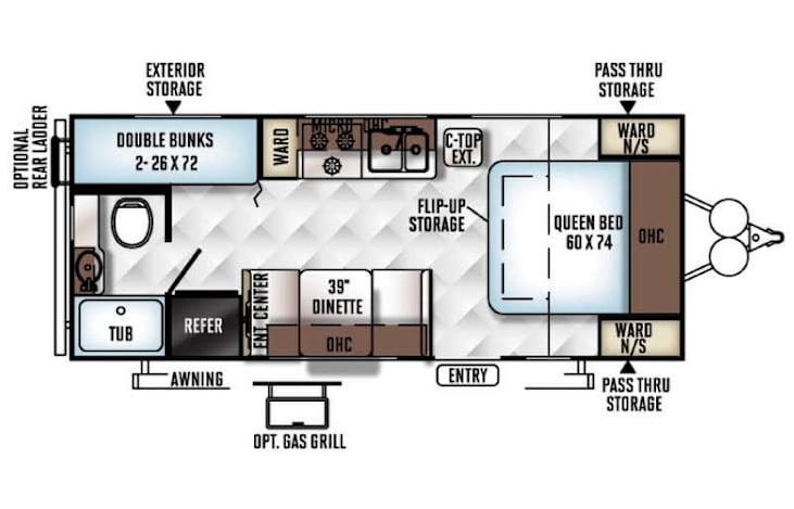 Representative floor plan provided by a trusted RVshare partner.