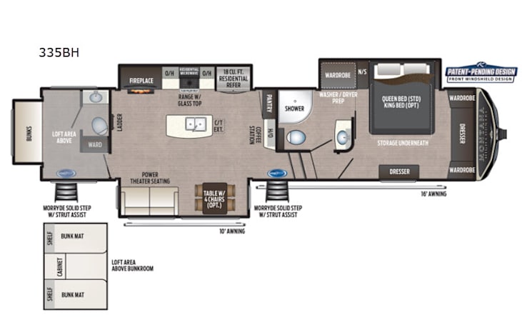 Representative floor plan provided by a trusted RVshare partner.