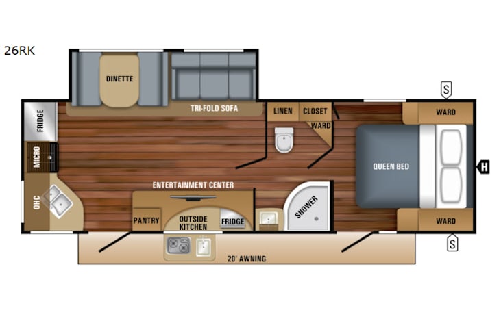 Representative floor plan provided by a trusted RVshare partner.