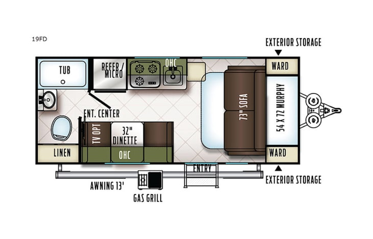 Representative floor plan provided by a trusted RVshare partner.