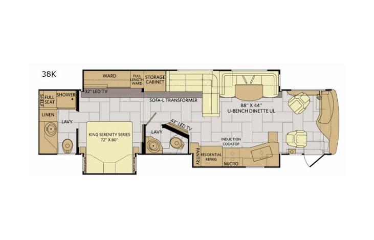 Representative floor plan provided by a trusted RVshare partner.