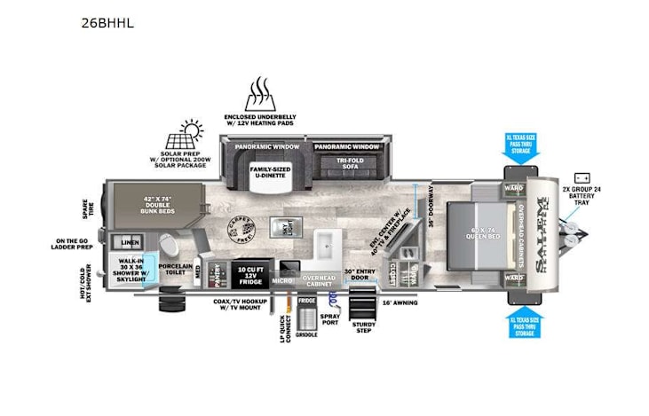 Representative floor plan provided by a trusted RVshare partner.