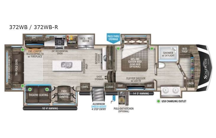 Representative floor plan provided by a trusted RVshare partner.