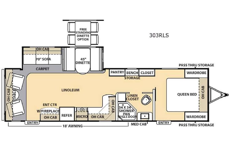 Representative floor plan provided by a trusted RVshare partner.