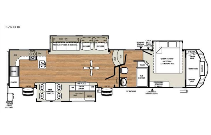 Representative floor plan provided by a trusted RVshare partner.